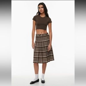 Aritzia Sunday Best Olive Midi Pleated Skirt Brand new without tags Size 8 Mediu